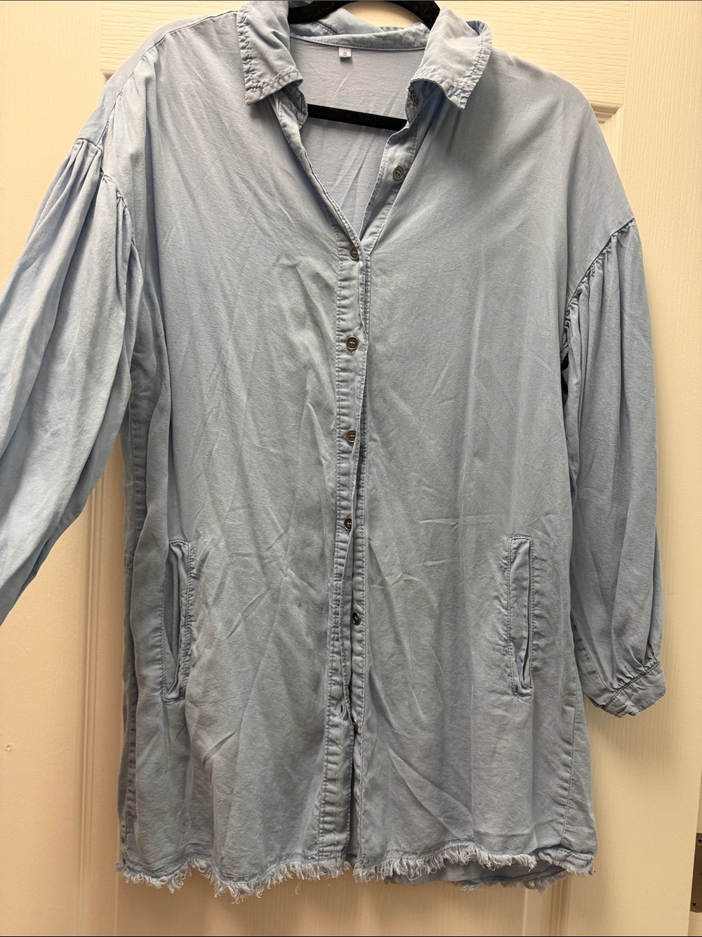 Light Blue Button-Front Women's chambray Shirt